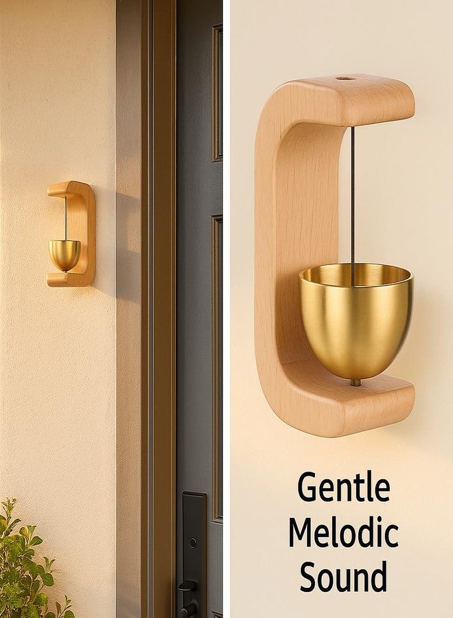 Windwarrior Wooden Door Chime with Brass Bell - Pack of 2 - Vintage Handmade Wall Hanging Door Bells for Home Entrance, Positive Vibes & Good Luck - Indoor Outdoor Decor - Image 5